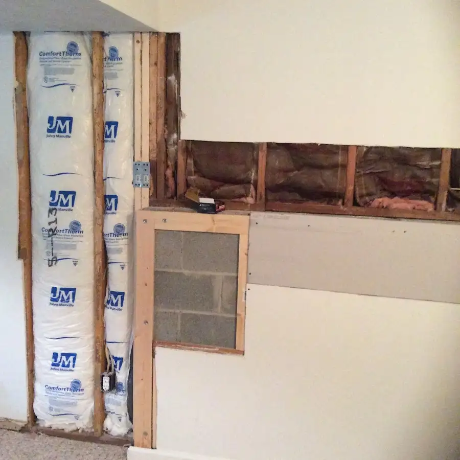 Wall insulation replacement during Basement Flood Cleanup in Hampton